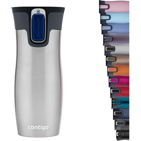 Contigo Tazza Termica West Loop Autoseal, Tazza Caffè da Viaggio in Acciaio Inossidabile, Contenitore Termico a Tenuta Stagna, con Coperchio Privo di BPA, 470ml, Grigio (Stainless Steel) (1/5)