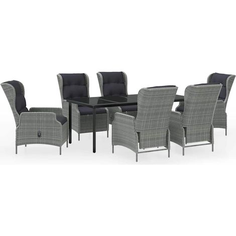 Maison Exclusive - Set da Pranzo da Giardino 7 pz Grigio Chiaro (1/5)