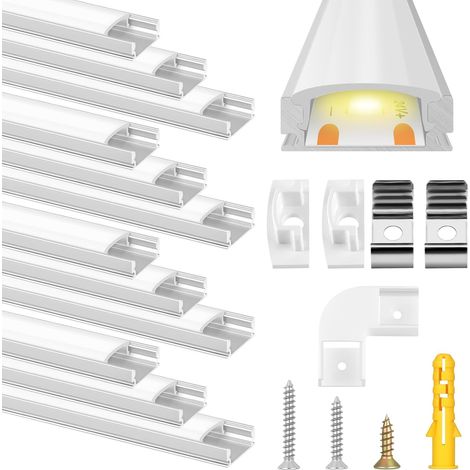 Profilé Aluminium LED Forme en U, 3.6m Profilé Led Encastrable  Pour Plaques de Plâtre, Profile alu pour Ruban led, Compact Finition Pour Ruban LED (12  0.3m) (1/5)