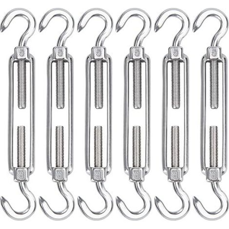 Tendeurs de câble en acier inoxydable M5 – Lot de 6 crochets et tendeurs réglables pour corde à linge, treillis métallique ou clôture
