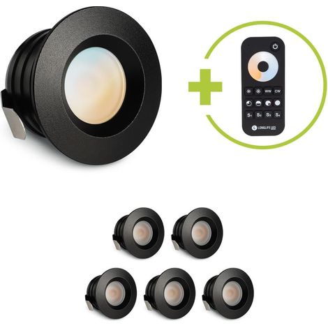 Einbaustrahler Mini flach Torino 3W CCT IP44 - Farbe: schwarz matt - Anzahl: 6x