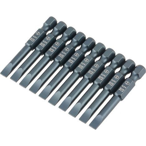 Jeu D'embouts de Tournevis à Fente en Acier allié S2, Forte ténacité, Anti avec Tête Magnétique, Tige Hexagonale de 6,3 Mm, Type Facile à Choisir, Idéal pour les Tournevis (1/4)