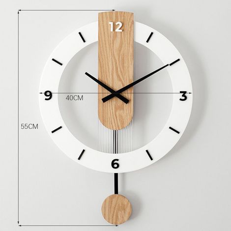 Modern and silent wooden wall clock, great decoration for the kitchen, home, living room and bedroom. (1/5)