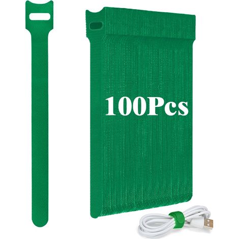 Lot de 100 serre-câbles auto-adhésifs réutilisables 12 x 150 mm - Câble de charge Hook (1/5)
