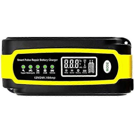 Chargeur de batterie de voiture 12V/10A 24V/5A avec réparation automatique par impulsions, compatible avec les voitures et les motos, prise standard américaine (KNS) (1/5)