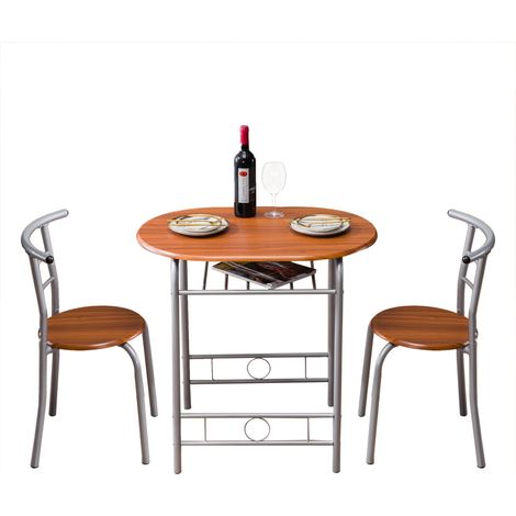 (Une table et deux chaises) Table de petit-déjeuner en PVC imitation bois brun (1/5)