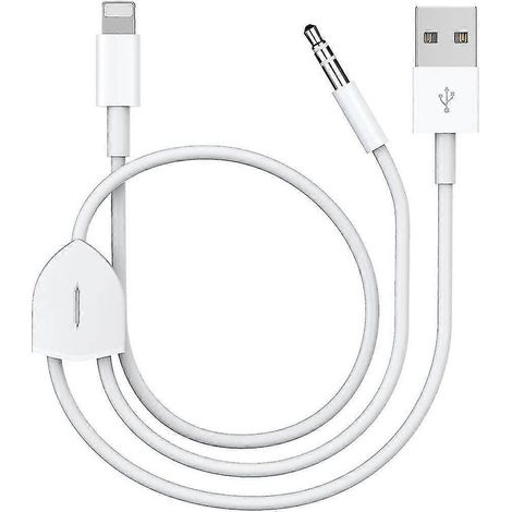Câble de charge audio 2 en 1 compatible [amélioré] compatible avec iPhone/iPad, chargez et écoutez de la musique simultanément. Compatible avec autoradio/haut-parleurs/chaîne hi-fi. (1/5)