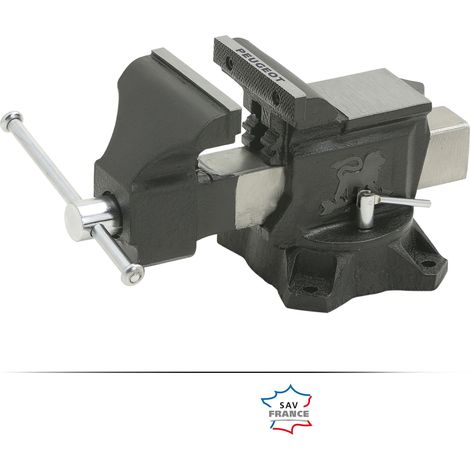 Peugeot – Étau d'établi pivotant 150 mm 100710 – En métal à graphite sphéroïdale – Mors en acier démontables pour serrage précis