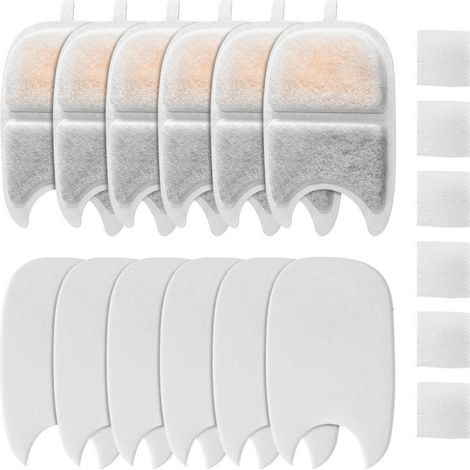 Lot de filtres et mousses de rechange (pack de 6) pour fontaine à eau sans fil pour chats (4 litres) — Filtres de rechange à triple filtration  convient également aux fontaines pour chiens. (1/5)