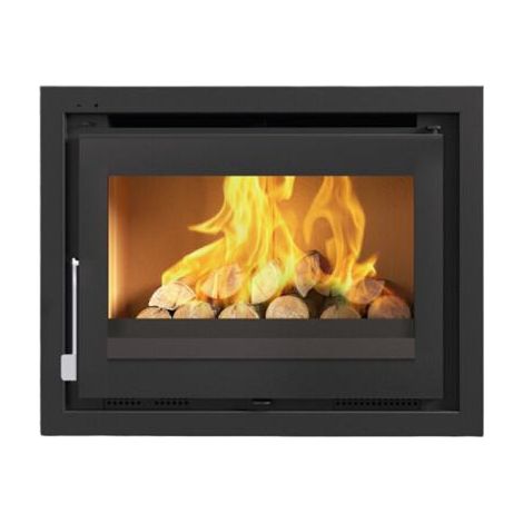 Fm Calefaccion – Insert à bois ventilé FIREMATIC Hona 12.8 kW – Foyer en fonte avec double combustion – 340 m3 – 2 sorties canalisables – Acier résistant 800°C