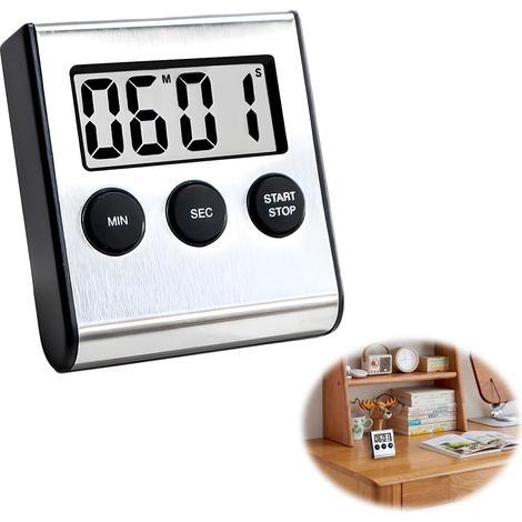 Timer breve, timer da cucina, timer digitale, 6,5 x 1,6 x 7 cm, timer per uova, timer digitale con cronometro, 99 minuti e 59 secondi, timer da cucina magnetico, per cucinare, studio, sport, riunioni (1/5)
