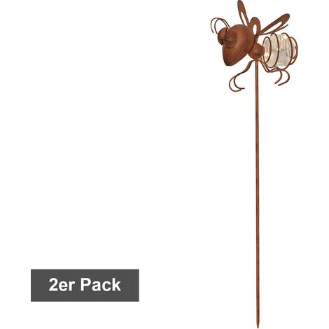 LED Solar-Dekoleuchten Oxida Bienen Dämmerungssensor 2er Set rost 51cm (1/4)