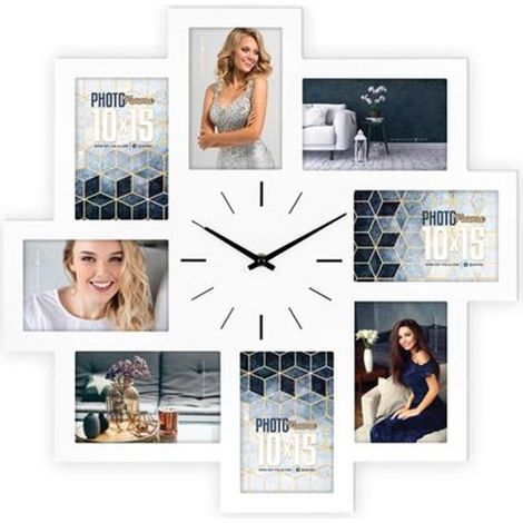 Zep PC008W Weiße Uhr mit 8 Bilderrahmen