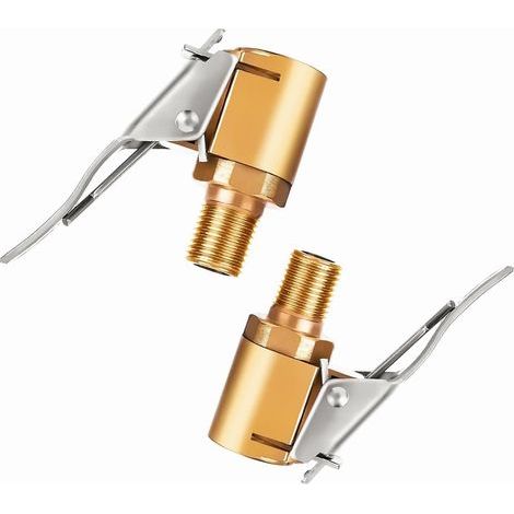 2 Pièce Adaptateur de Valve de Pneu de Voiture, 8 mm Pompe de Embout Laiton Gonflage Valve Clip Pince Connecteur Adaptateur pour Pneu de Voiture ou Camion (1/5)