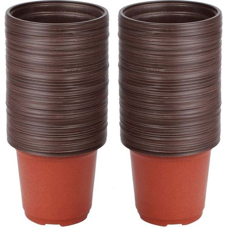 Small Plant Pots, 100pcs Reusable Seedling Pots/Nursery Pots Plastic Round Plant Pots/Transplant Pots/Plant Pots for Indoor and Outdoor Planting, 10cm (1/4)