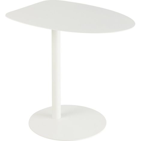 Bout de canapé blanche en métal design moderne épuré - Blanc pur mat (1/5)