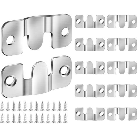 Lot de 12 crochets de suspension pour cadre photo robustes en acier inoxydable - Emboîtables pour photo, miroir et support mural - 44 mm x 19 mm (1/5)