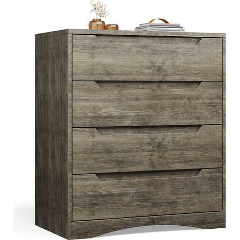 Commode Chambre 4 Tiroirs Bealife Meuble Rangement Dispositif Anti-trébuchement Marron Foncée 71 x 41 x 82 cm (1/5)