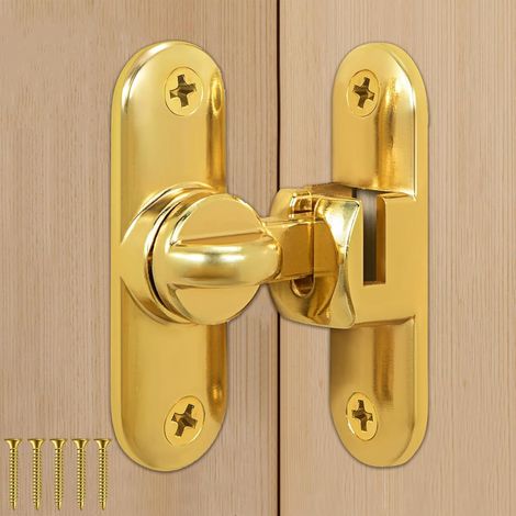 Verrou de porte coulissante, 90/180 Verrou Serrure de Porte, pour Portes Coulissantes, Granges, Salles de Bains, Fenêtres, Cuisines, Etc (Or) (1/5)