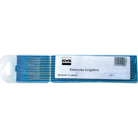GYS – Électrodes tungstène WR2 Ø2,0 mm turquoise pour soudures DC/AC – Boîte de 10 – 44593