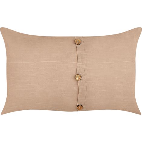 Conjunto de 2 cojines de algodón blanco fundas extraíbles con botones decorativos 30 x 50 cm beige Banori