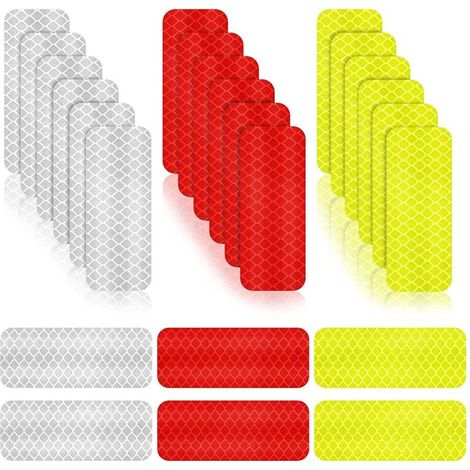 24 Pcs Autocollants Réfléchissants d'Avertissement Stickers Réfléchissants de Sécurité Stickers de Visibilité Nocturne Autocollants de Bande Imperméables pour Véhicule (1/5)