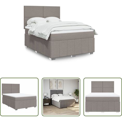 vidaXL Taschenfederkern - Boxspringbett mit Matratze Taupe 140x200 cm Stoff (1/5)