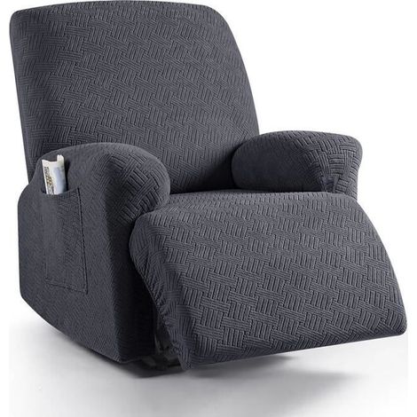 Housse für Relaxsessel mit Ausziehhilfe, 1-Sitzer, Sofasessel-Bezug mit Tasche, Dunkelgrau