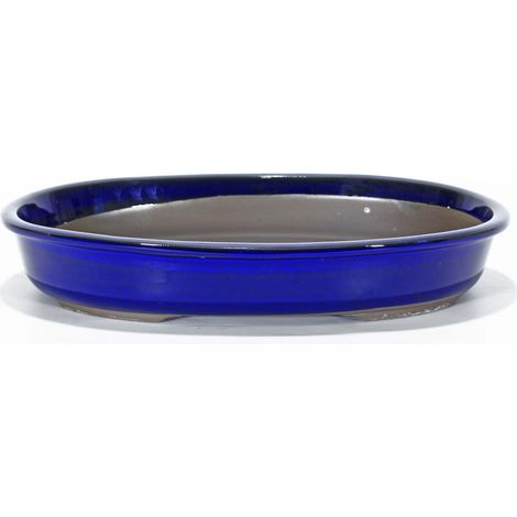 Vaso bonsai ovale 31 cm smaltato blu (1/2)