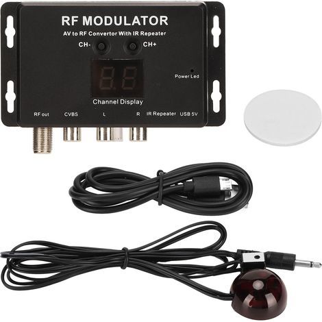 Modulateur RF Professionnel Convertisseur AV vers RF avec Répéteur IR pour Box TV DVR DVD (1/5)