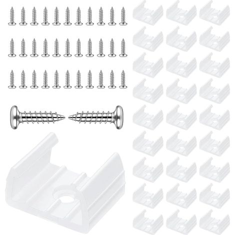 50 Pieces LED Strip Lights, LED Neon Mounting Clips Bracket Mount, Strip Holder, Include Screws for 10 mm to 12 mm Silicone LED Neon Strip Light, Translucent, White, with 50 Screws (1/5)