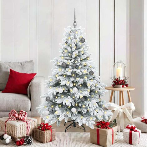 Künstlicher Weihnachtsbaum mit 150 LEDs Weiß 150 cm PE und PVC
