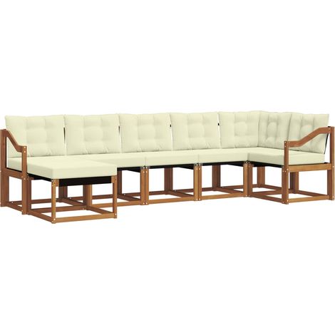 Outdoor Sofa Set with Cushion 7 pcs Natural and Cream vidaXL