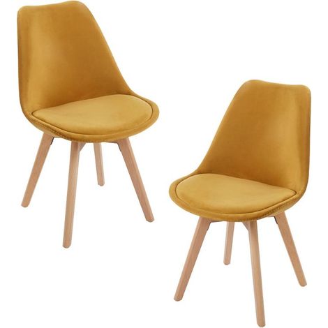 Packs Sillas Comedor - Pack 2 Sillas Synk Terciopelo - Mostaza (1/5)