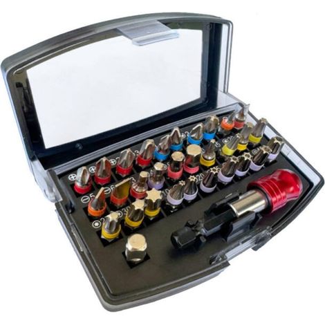 Schraubendreher-Bit-Sets, 32-teiliges Bit-Set S2 Bitbox (PH, PZ, Sechskant, Torx), Schrauben-Bit mit Bit-Halter für Zimmerei, Haushalt, Akkuschrauber, Bohrmaschine