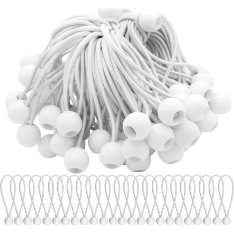 Lot de 75 Tendeur Elastique Cordons Élastiques avec Boules Sandow Elastique Boules Elastiques pour chapiteaux, tentes, bannières et bâches