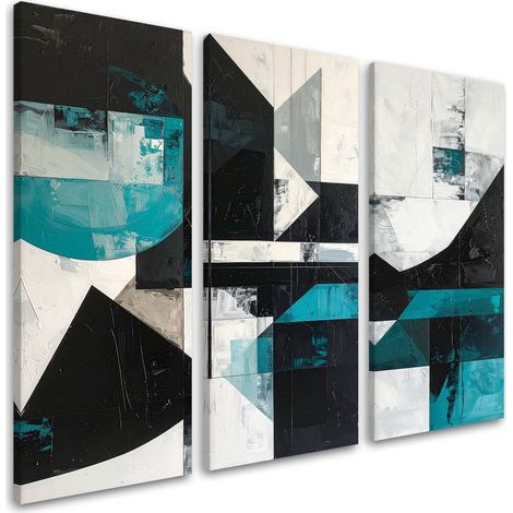 Tableaux sur toile lot  Abstraction turquoise 3 x 20x40