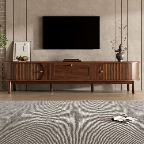 Mueble TV 170x39,5x38 cm nogal con 1 cajón y puertas correderas (1/5)