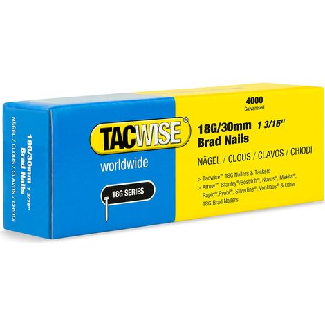 Tacwise 1711 Clous de Finition Brad Galvanisés de Type 18G / 30 mm, Lot de 4.000 (1/5)
