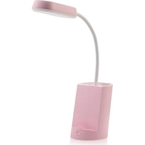 Lampe de bureau rose pour enfants, lampe de bureau LED tactile à intensité variable (3 niveaux de luminosité), lampe de bureau rechargeable sans fil en forme d'animal, porte-stylo et support. (1/5)