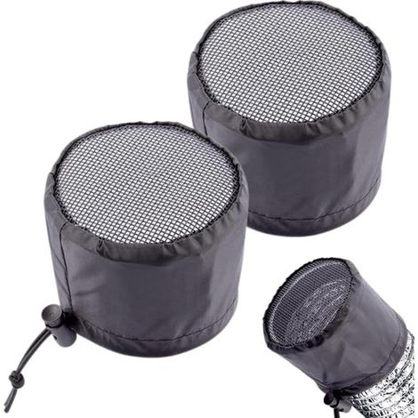 2 coperture di ventilazione per grow box, cappa di ventilazione, sfiato di scarico, 15 cm con fibbia fissa, antipolvere, nere (1/5)
