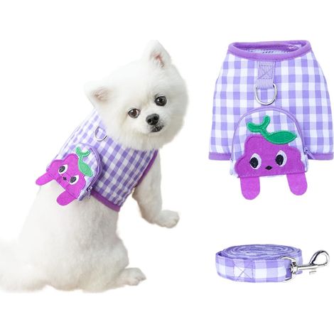 Filiyano – sac à fruits – Ensemble gilet et laisse pour chiot anti-traction, gilet pour chiot et chat avec un joli sac à fruits (1/5)