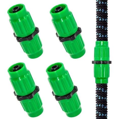 Kit de réparation pour tuyau d'arrosage extensible en 4 pièces avec raccords mâles/femelles doubles, compatible avec les tuyaux de poche. (1/4)