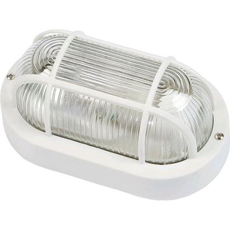 Plafoniera Lampada Ovale Con Griglia Colore Bianco Per Esterni Giardino (1/3)
