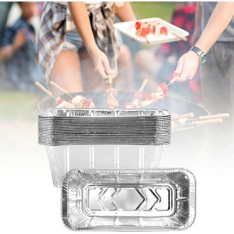 Lot de 20 plaques de cuisson rectangulaires en aluminium de 670 ml pour barbecue, idéales pour la cuisine et les activités de plein air. (1/5)