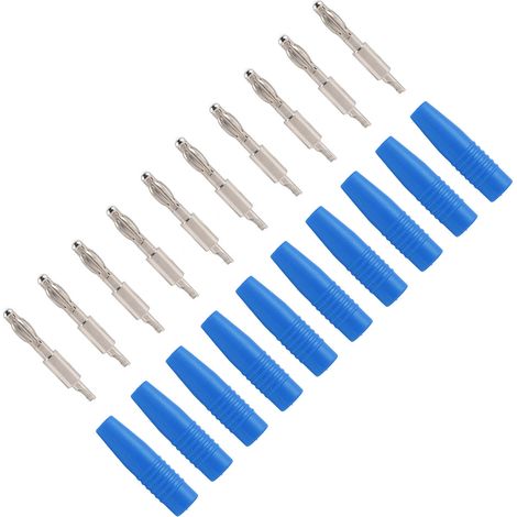 Lot de 10 fiches bananes mâles à souder de 4 mm (22,040) pour multimètre, cordons de test, haut-parleur bleu. (1/5)