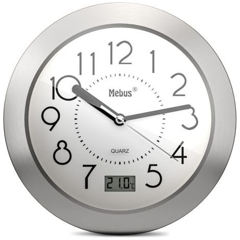 Mebus 41964 Quarz Wanduhr Aluminium Badezimmer-/Feuchtraum geeignet (1/5)