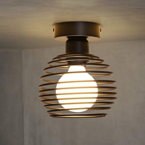 Plafonnier rétro plafonnier industriel - Noir vintage éclairage de plafond fer forgé E27 max.60W Lampe d'intérieur avec abat-jour pour salon Chambre à coucher couloir et cuisine (1/5)