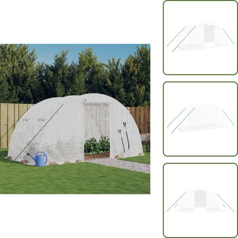 The Living Store Serra con Telaio in Acciaio Bianco 8 m² 4x2x2 m - Serra in acciaio