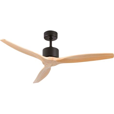 7H DAYRON - Ventilador de Techo Nebraska, 6 Velocidades, 55W, Ø122 cm, 3 Aspas Madera, Mando a Distancia y Temporizador, Función Verano/Invierno, Silencioso, Consumo Eficiente, Blanco/Negro